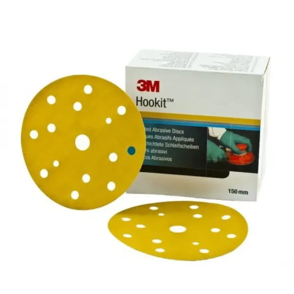Абразивные диски золотистые 3M 255P конф. LD 601A, диам.150мм P-100