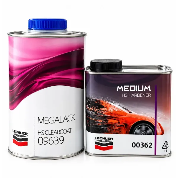 Лак акриловий LECHLER MEGALACK HS CLEARCOAT. + Затверджувач HS HARDENER MEDIUM 0,5л