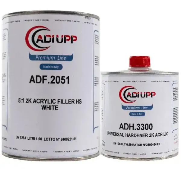 Грунта комплект: HS 5:1 2K ACRYLIC FILLER WHITE 1L + Отвердитель UNIVERSAL HARDENER 2K ACRILIC 0.2L
