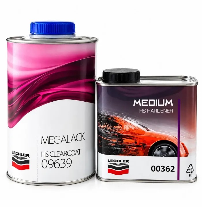Лак акриловый LECHLER MEGALACK HS CLEARCOAT. + Отвердитель HS HARDENER MEDIUM 0,5л